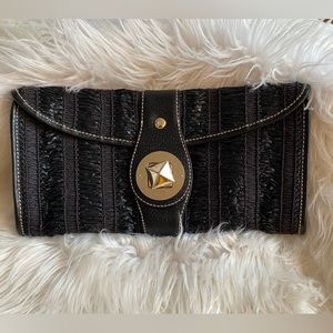 EUC Kate Spade Black Straw Clutch